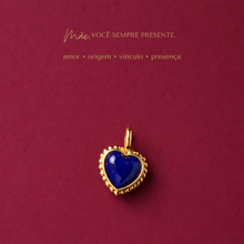 Carregar imagem no visualizador da galeria, Pingente Coração em Ouro Amarelo e Lápis Lazuli
